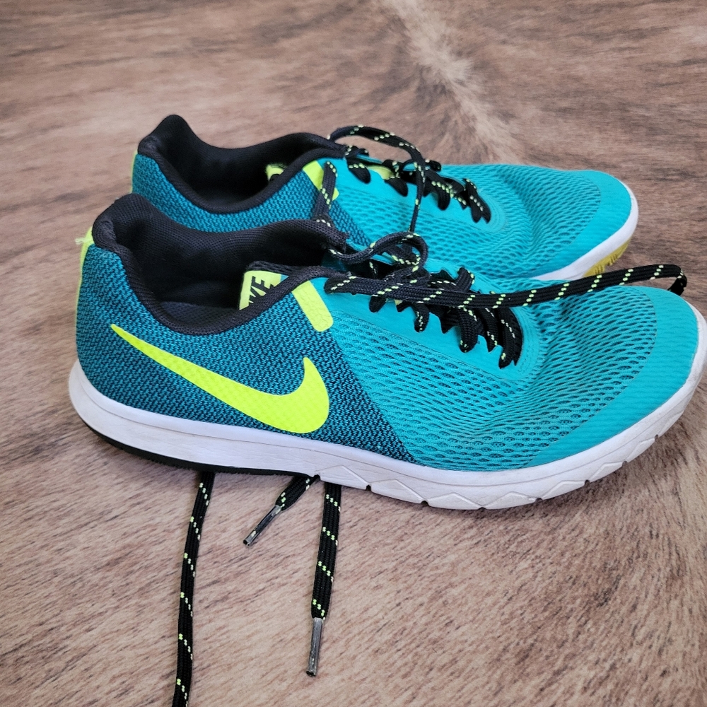 Nike Teal and Neon Green Running Shoes